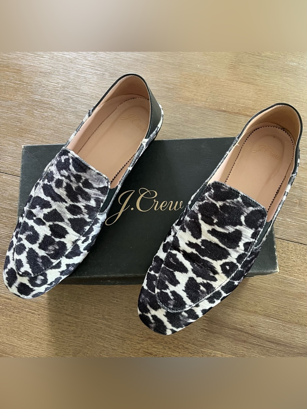 J. Crew Women's Black & White Leopard Print Loafers 8.5